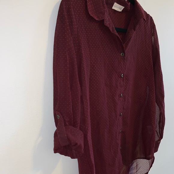 Metallic Dotted Sheer Button-Down - Picture 3 of 4
